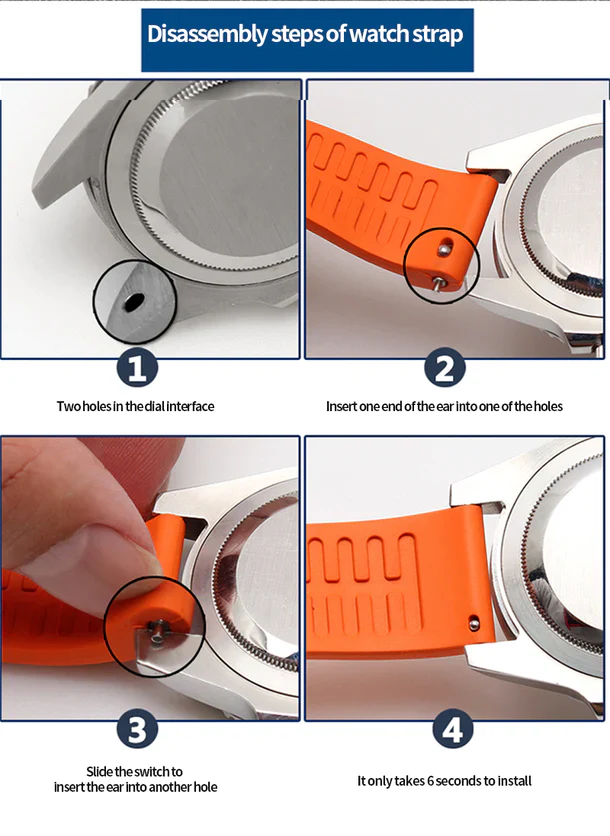 Genuine Fluorine Rubber Easy-Release Watch Strap - Image 13