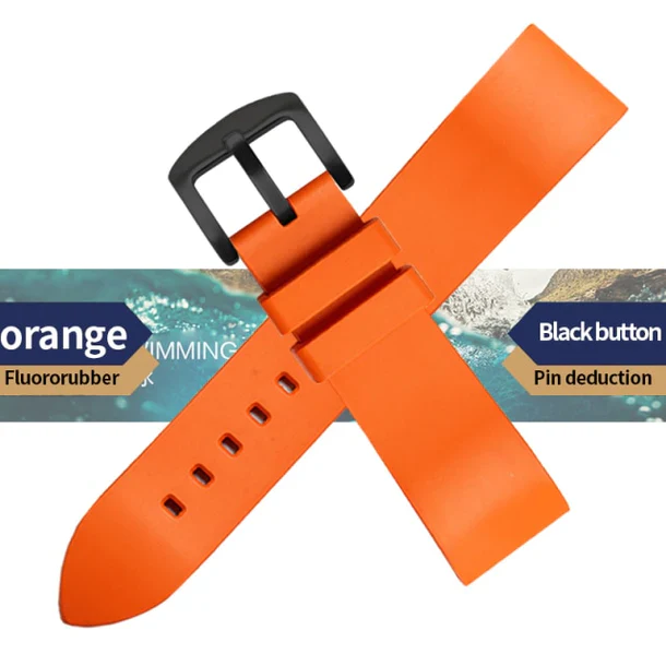 Genuine Fluorine Rubber Easy-Release Watch Strap - Image 5